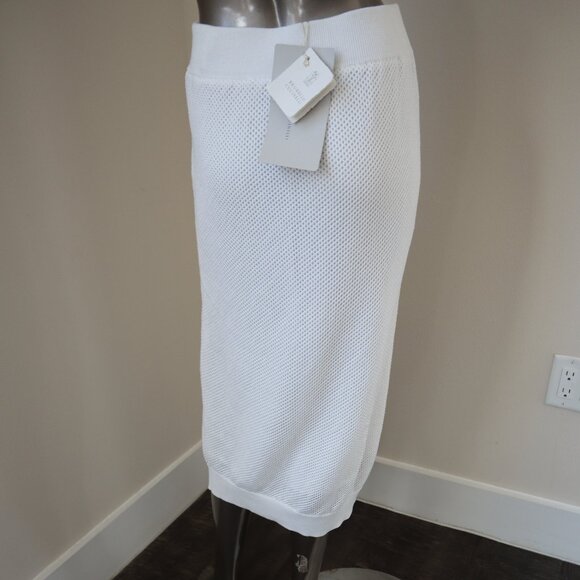 Brunello Cucinelli White Skirt Open Knit Cotton Drawstring Size Small New Tags - Picture 4 of 7
